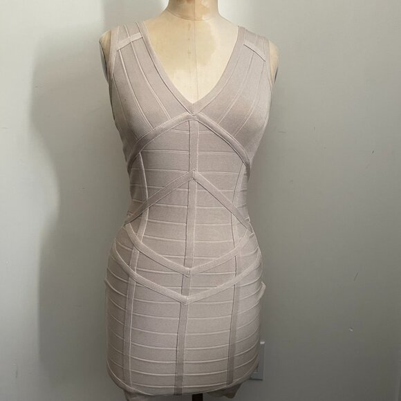 VENUS Dresses & Skirts - Beige Sleeveless Bandage Bodycon Dress